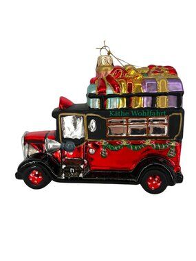 Kathe Wohlfahrt Christmas Express Bus Poetry in Glass Ornament
